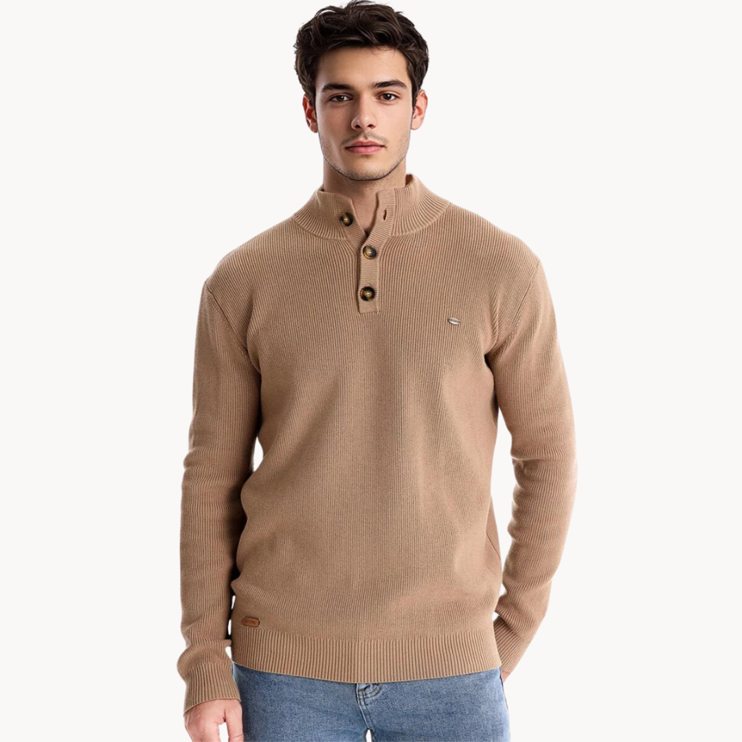 Ashton Button Mockneck Trui | Savon